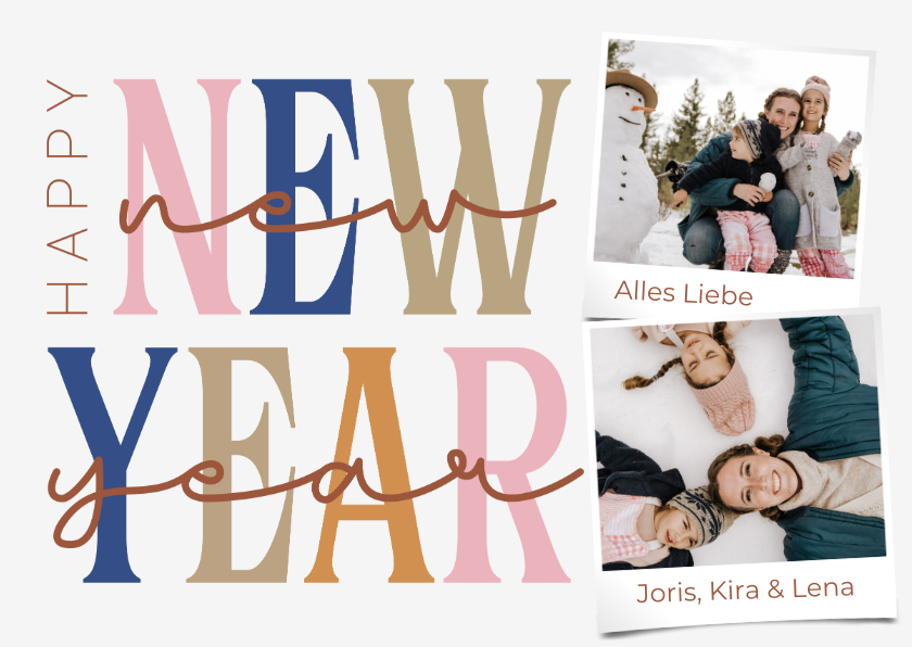 Neujahrskarten - Neujahrskarte Happy New Year & Fotocollage
