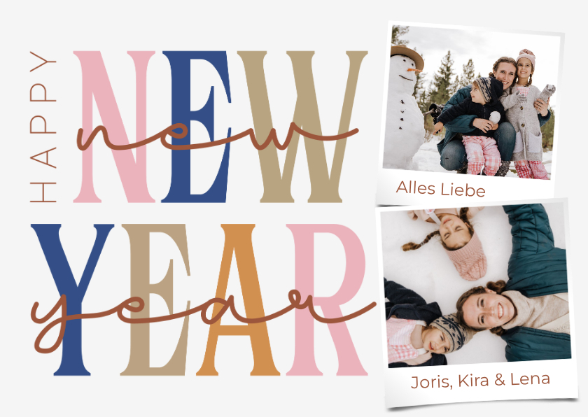 Neujahrskarte Happy New Year & Fotocollage - Neujahrskarten Neujahrskarten - Neujahrskarte Happy New Year & Fotocollage