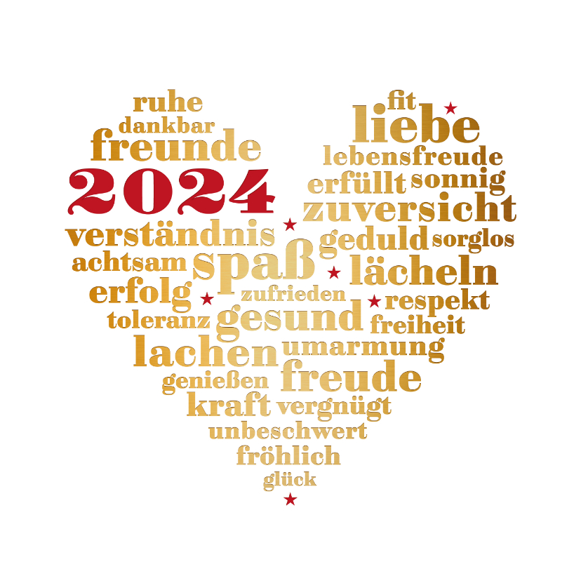 Neujahrskarte Herz voller Neujahrswünsche Send a Smile