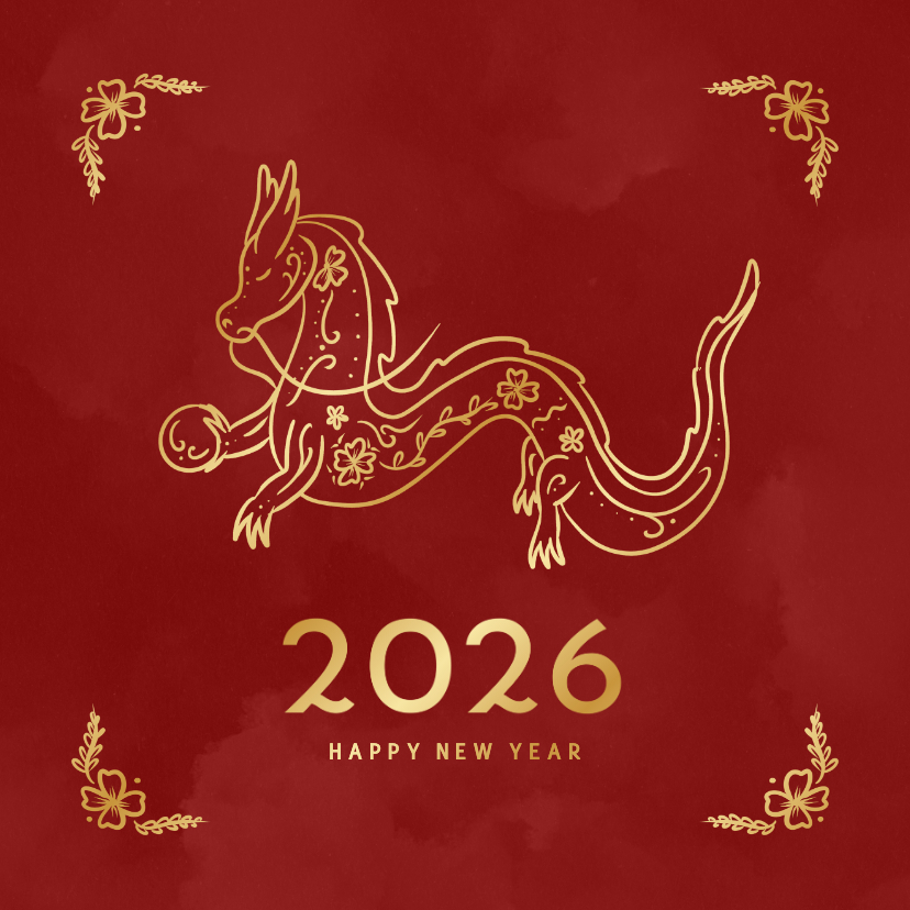 Neujahrskarten - Neujahrskarte Jahr des Drachen Golddrache