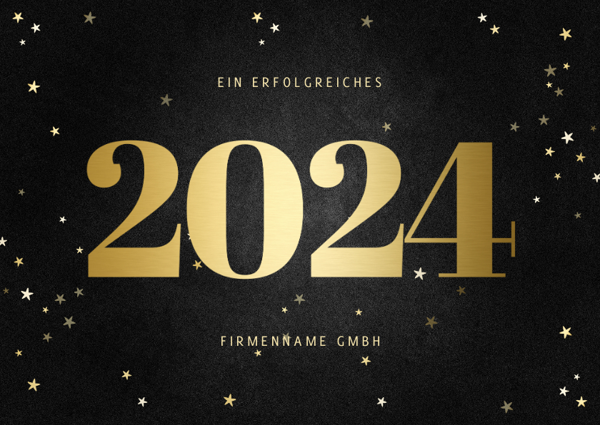 Neujahrskarten - Neujahrskarte Kunden Jahreszahl gold