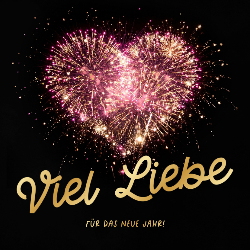 Neujahrskarte Liebe Feuerwerk Rosa Schwarz - Neujahrskarten Neujahrskarten - Neujahrskarte Liebe Feuerwerk Rosa Schwarz