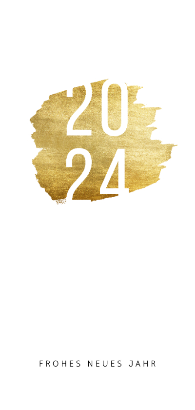 Neujahrskarten - Neujahrskarte mit 2024 auf Goldfarbe