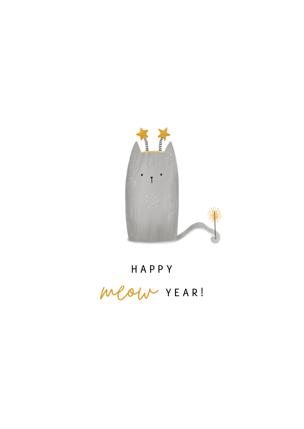 Neujahrskarten - Neujahrskarte mit Katze 'Meow Year'