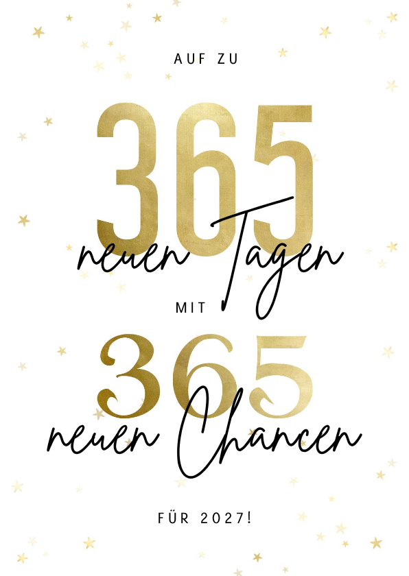 Neujahrskarte mit Sternen '365 neue Chancen für 2027' - Neujahrskarten Neujahrskarten - Neujahrskarte mit Sternen '365 neue Chancen für 2027'