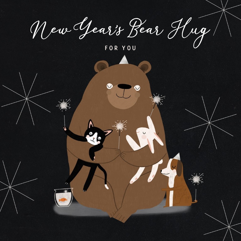 Neujahrskarte 'New Year's Bear Hug' - Neujahrskarten Neujahrskarten - Neujahrskarte 'New Year's Bear Hug'