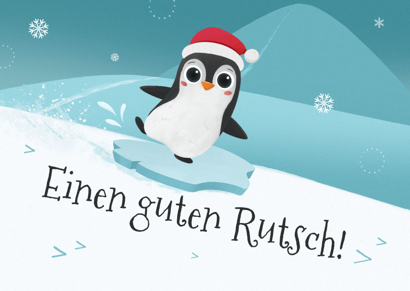 Neujahrskarten - Neujahrskarte Pinguin 'Einen guten Rutsch' 
