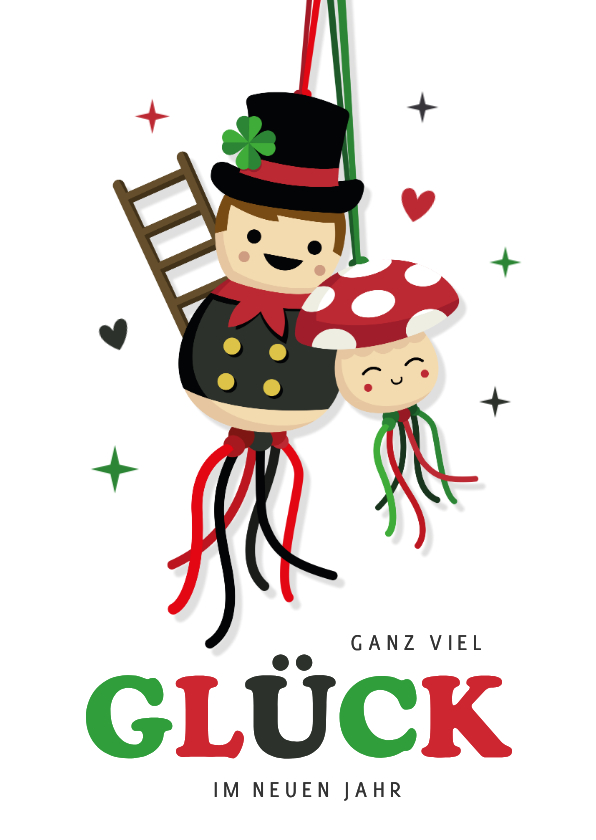 Neujahrskarte Schornsteinfeger & Fliegenpilz - Neujahrskarten Neujahrskarten - Neujahrskarte Schornsteinfeger & Fliegenpilz