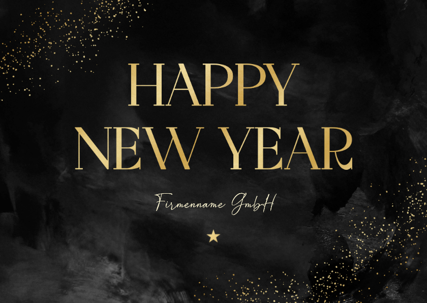 Neujahrskarte schwarz 'Happy New Year' Firmenname - Neujahrskarten Neujahrskarten - Neujahrskarte schwarz 'Happy New Year' Firmenname