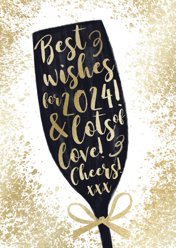 Neujahrskarten - Neujahrskarte Sektglas mit Schrift