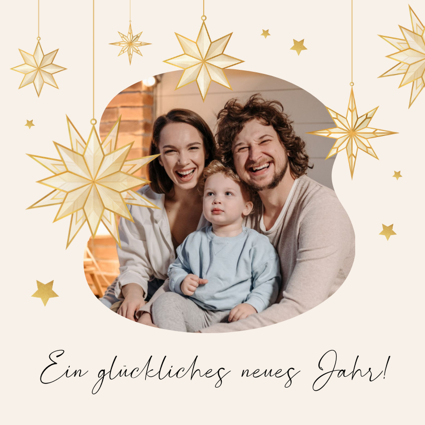 Neujahrskarten - Neujahrskarte Sterne & Foto freie Form