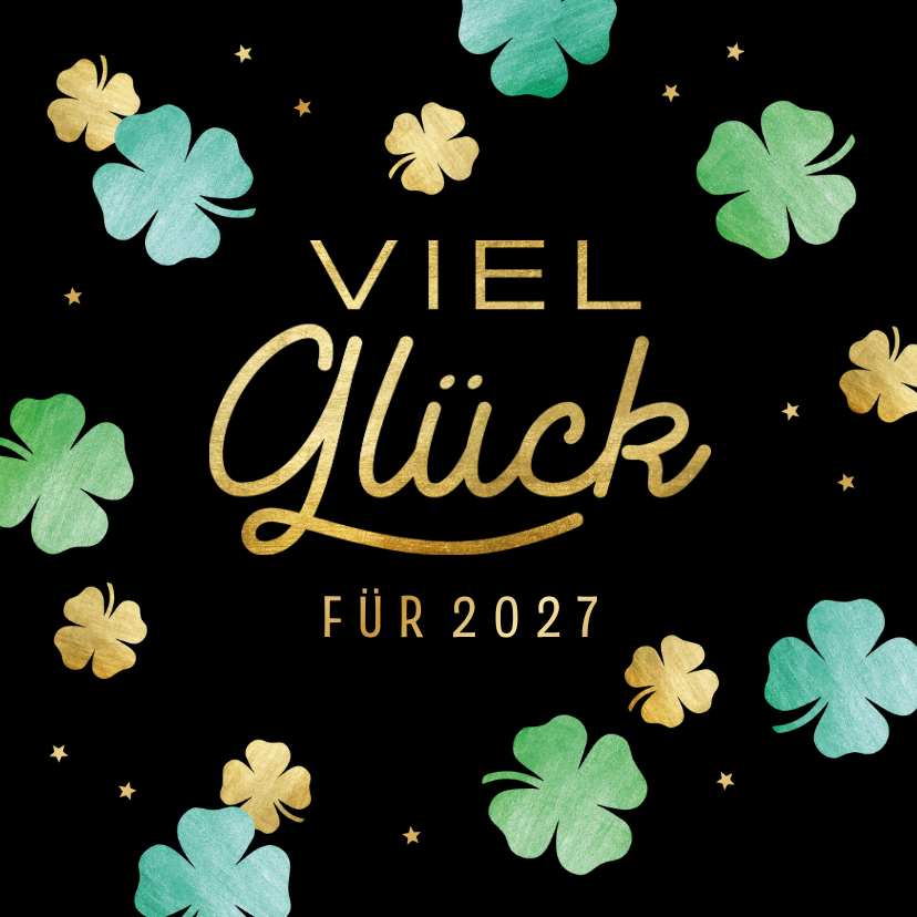 Neujahrskarten - Neujahrskarte viel Glück Kleeblätter