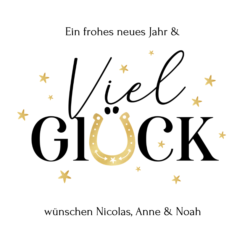 Neujahrskarte 'Viel Glück' mit Hufeisen - Neujahrskarten Neujahrskarten - Neujahrskarte 'Viel Glück' mit Hufeisen
