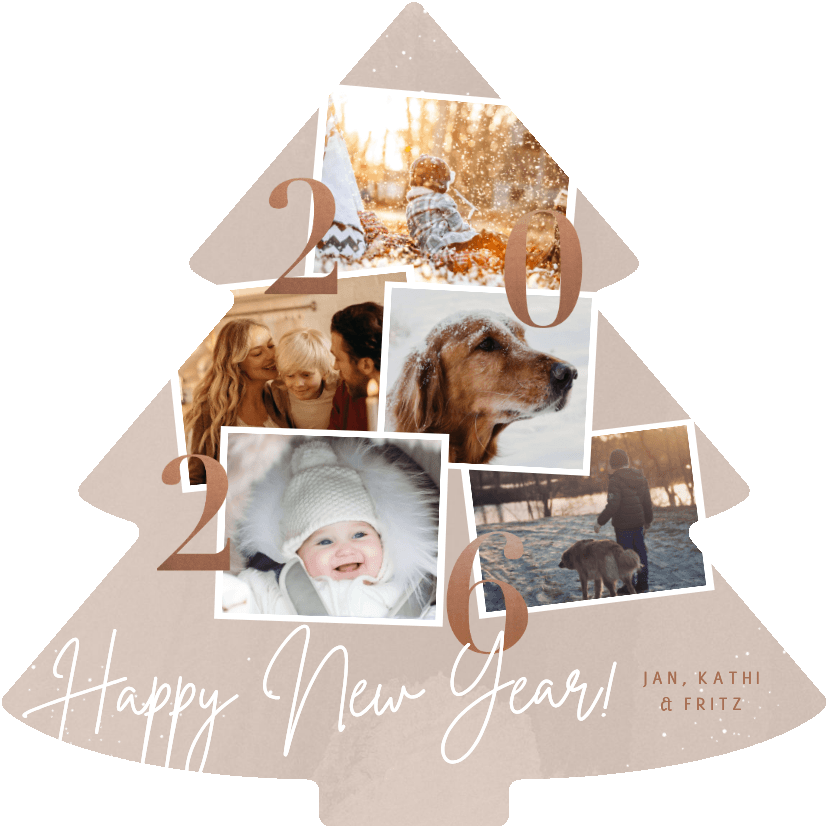Neujahrskarte Weihnachtsbaum-Karte Fotocollage 2027 - Neujahrskarten Neujahrskarten - Neujahrskarte Weihnachtsbaum-Karte Fotocollage 2027
