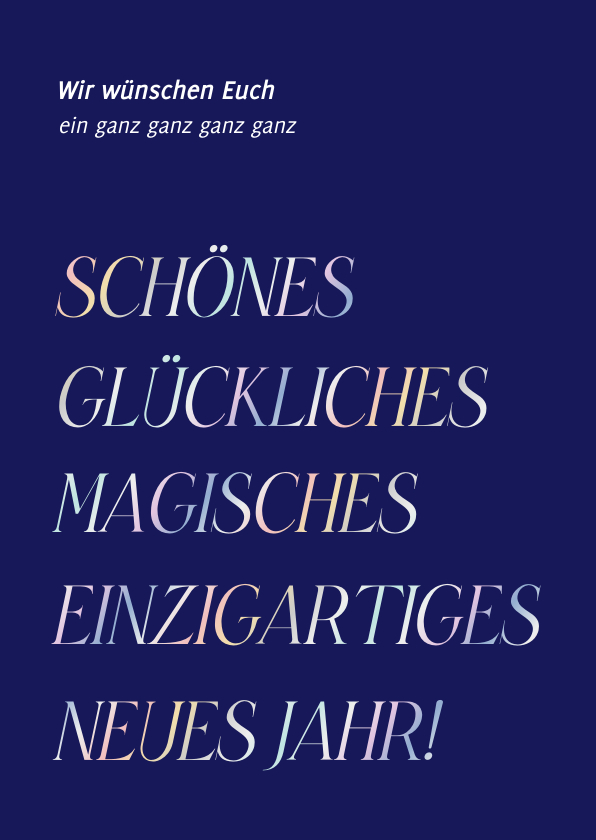 Neujahrskarten - Originelle Neujahrskarte mit großer Schrift