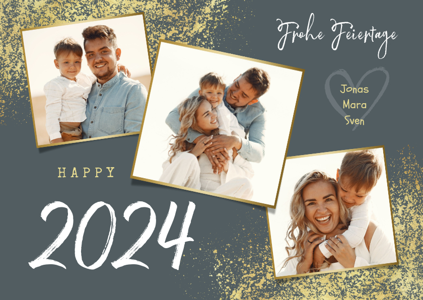 Neujahrskarten - Weihnachts-Neujahrskarte mit Fotocollage