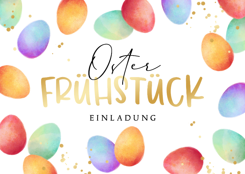 Osterkarten - Einladung Osterfrühstück bunte Ostereier