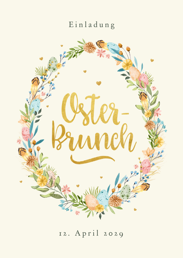 Osterkarten - Einladungskarte zum Osterbrunch Blumenkranz