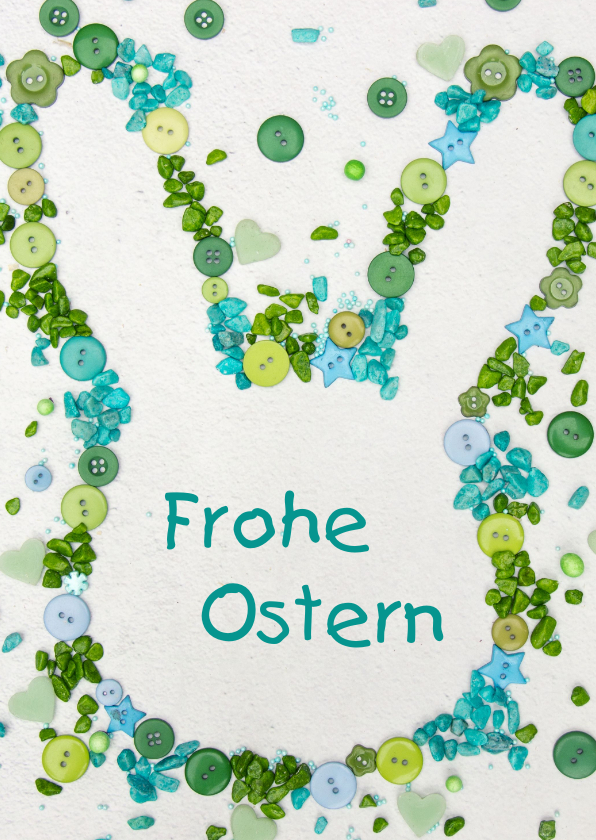 Osterkarten - FairTrade Ostergrußkarte mit Osterhase aus Knöpfen