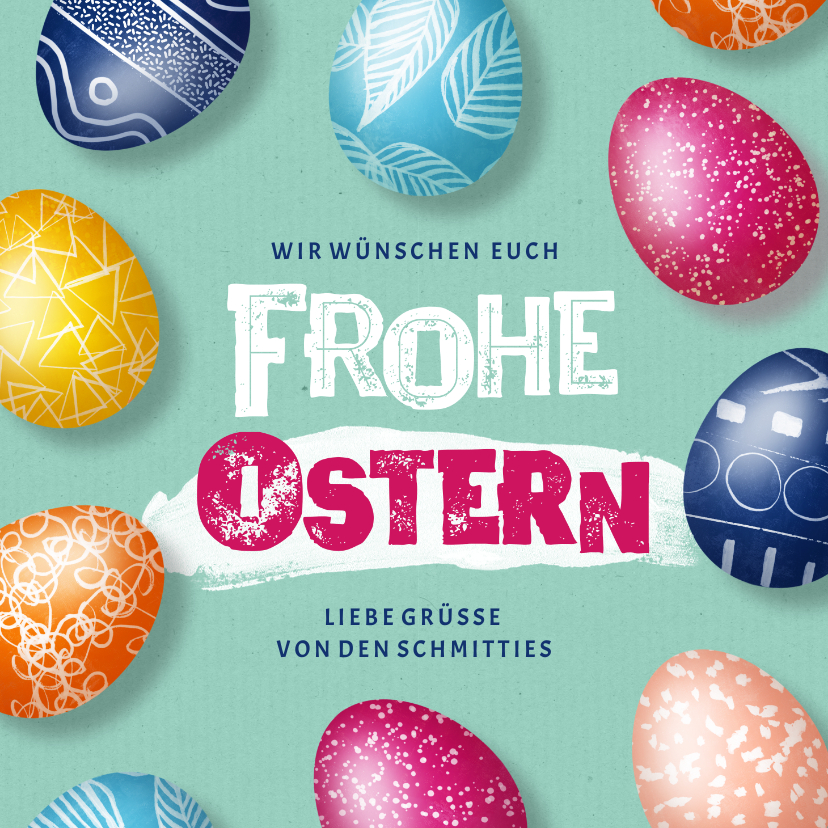 Osterkarten - Grußkarte Ostern bunte Ostereier