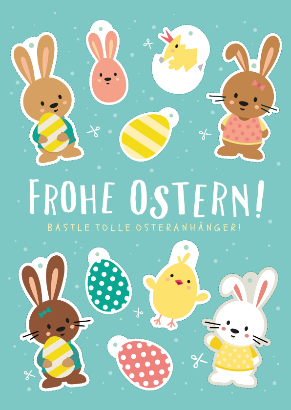 Osterkarten - Grußkarte Ostern mit lustigem Bastelbogen