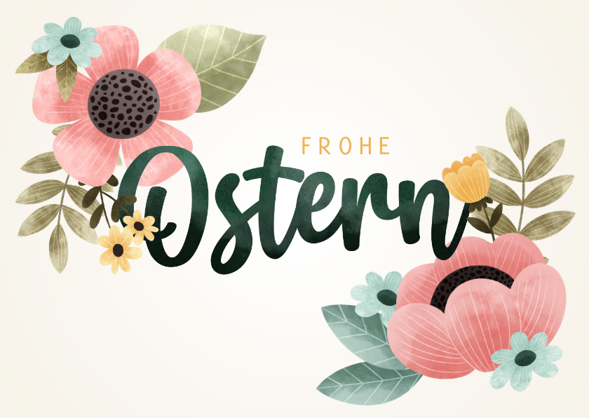 Osterkarten - Ostergrußkarte Blumenmotiv