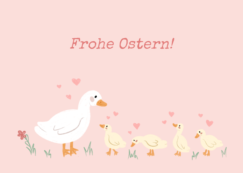 Osterkarten - Ostergrußkarte Entenfamilie
