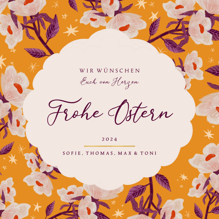Osterkarten - Osterkarte Blumendekor