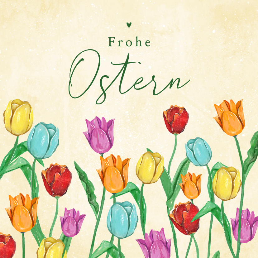 Osterkarten - Osterkarte bunte Tulpen