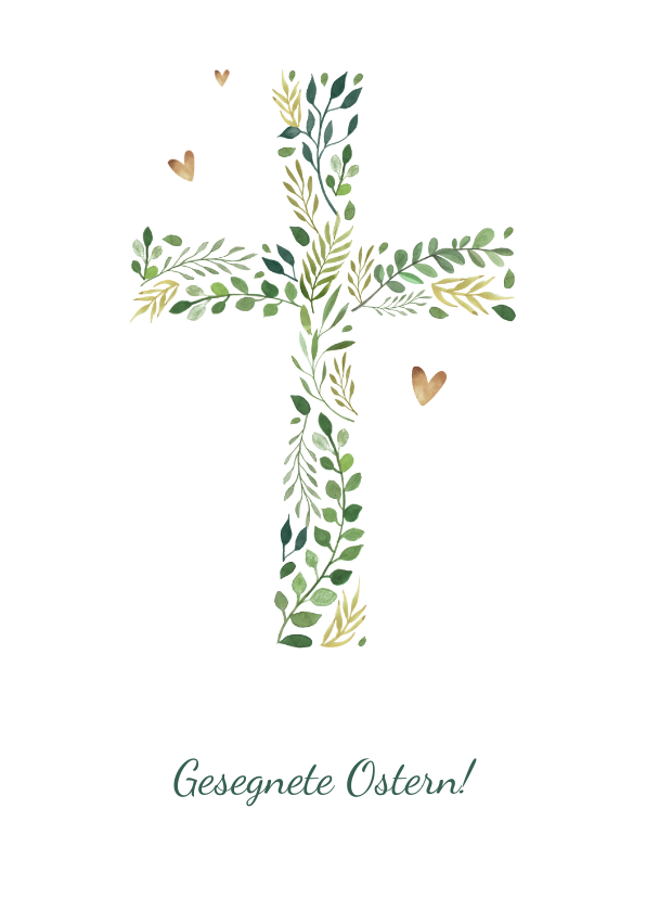 Osterkarten - Osterkarte christlich Kreuz aus Zweigen