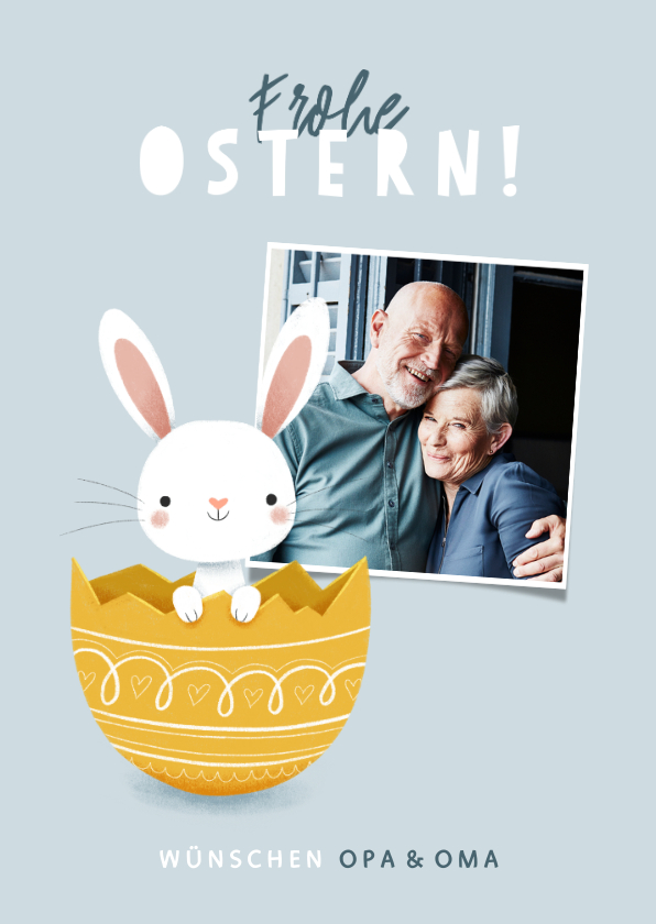 Osterkarten - Osterkarte eigenes Foto & Osterhase im Ei