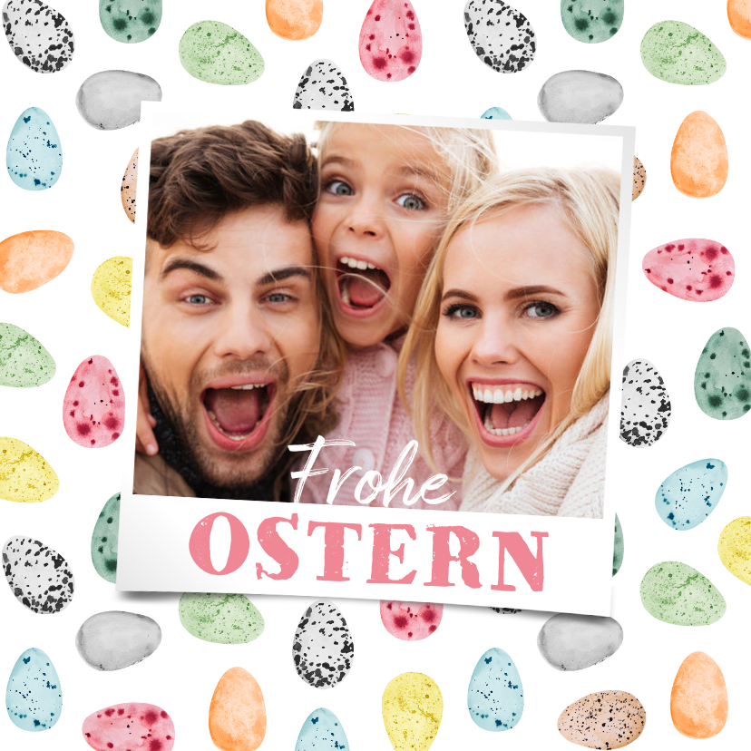 Osterkarten - Osterkarte Foto & bunte Eier 