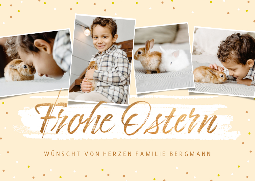 Osterkarten - Osterkarte Fotocollage hellgelb