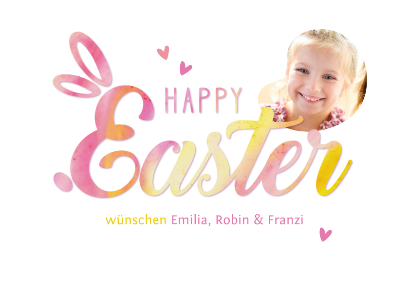 Osterkarten - Osterkarte 'Happy Easter' Osterhase & Foto
