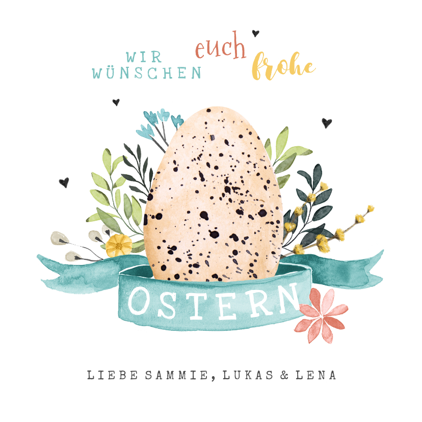 Osterkarten - Osterkarte Osterei mit Tupfen