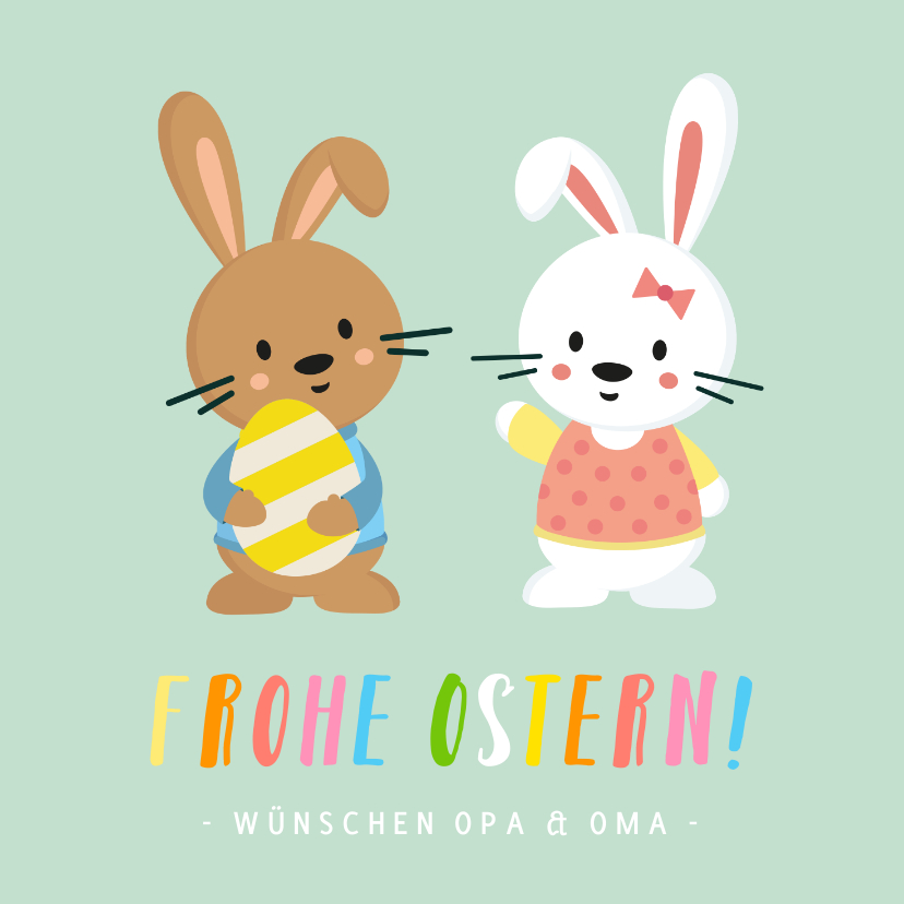 Osterkarten - Osterkarte süße Osterhasen