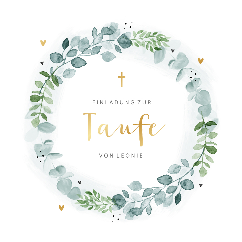 Einladung zur Taufe botanischer Blumenkranz - Taufkarten Taufkarten - Einladung zur Taufe botanischer Blumenkranz