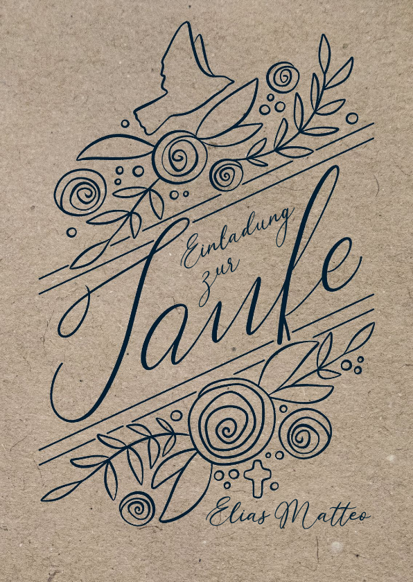 Einladung zur Taufe Rosen und Lettering - Taufkarten Taufkarten - Einladung zur Taufe Rosen und Lettering