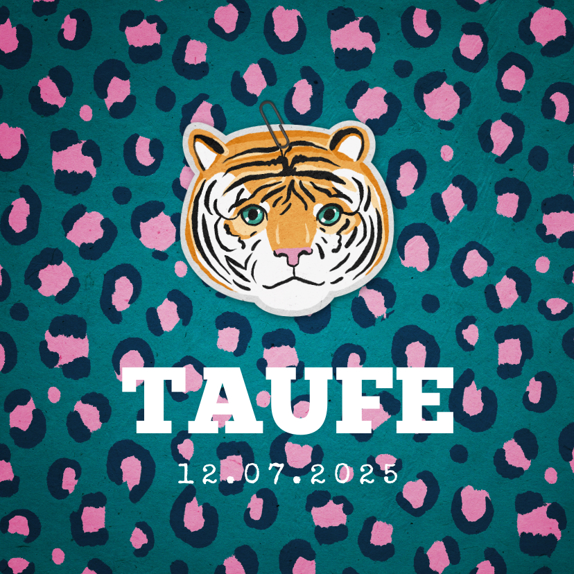 Taufkarten - Einladung zur Taufe Tierprint und Tiger