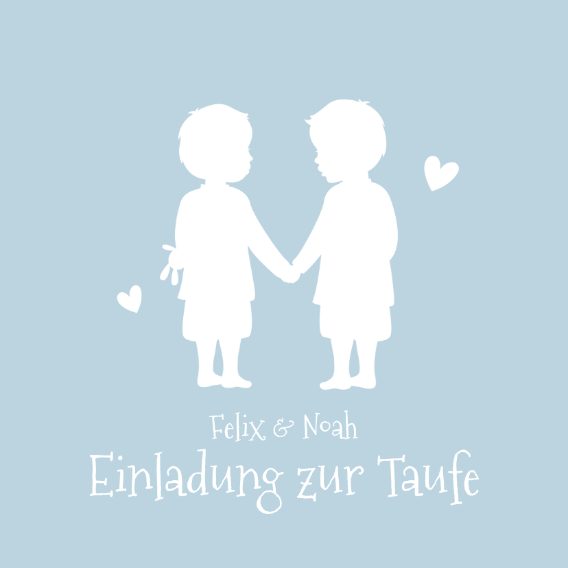 Taufkarten - Einladung zur Taufe Zwilling Jungen Silhouette