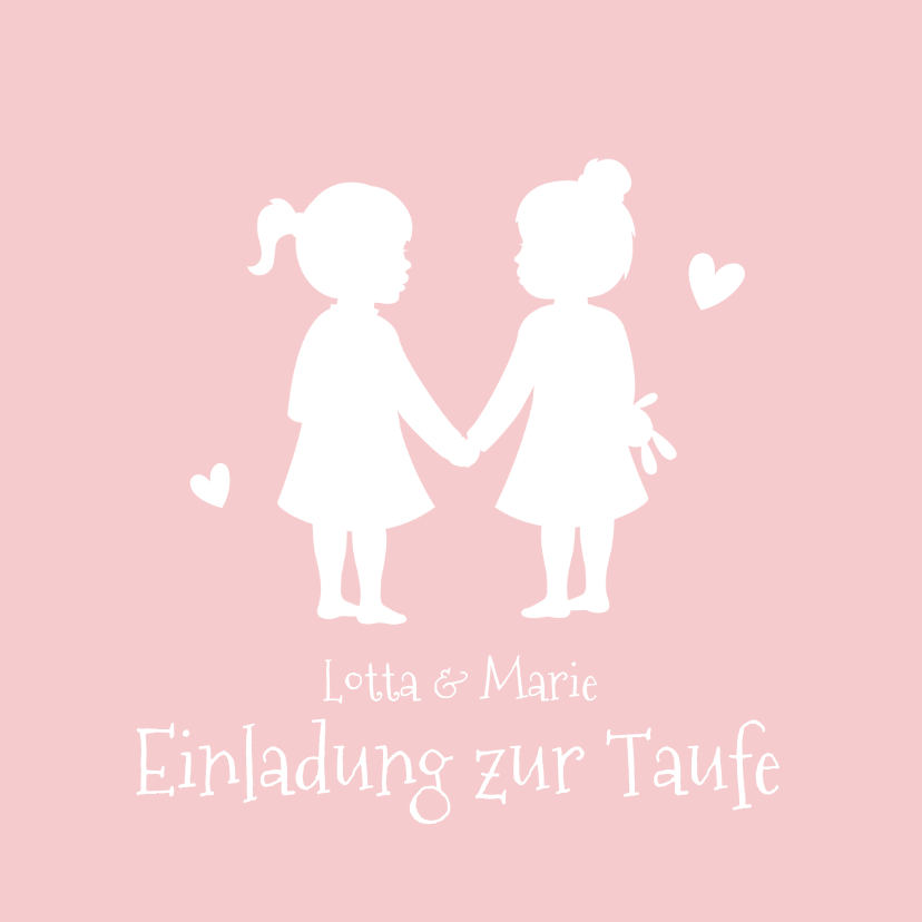 Taufkarten - Einladung zur Taufe Zwilling Mädchen Silhouette