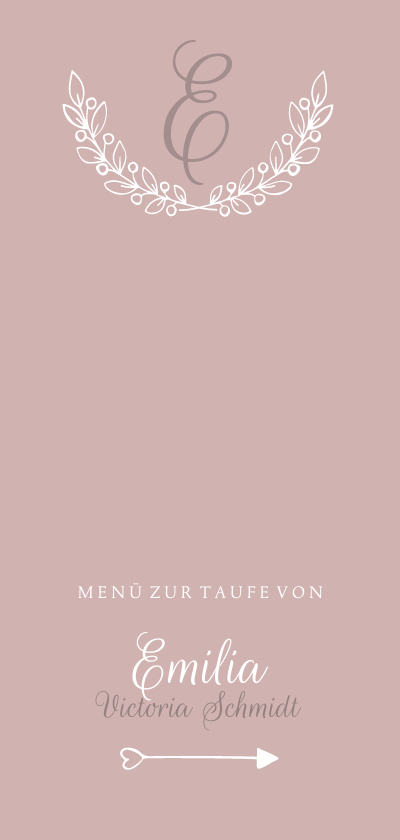 Taufkarten - Menükarte Taufe klassisch rosé