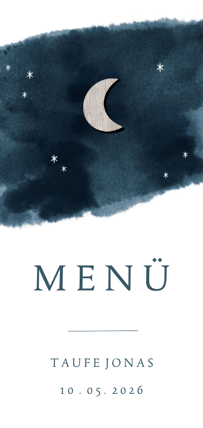 Taufkarten - Menükarte Taufe Sternenhimmel & Mond