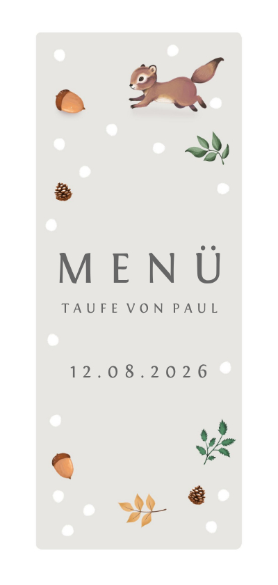 Taufkarten - Menükarte zur Taufe Herbstlook