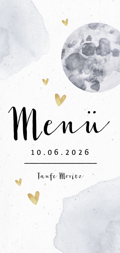 Taufkarten - Menükarte zur Taufe mit Mond