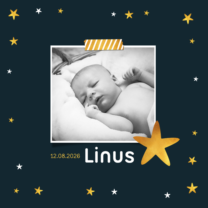 Taufkarten - Taufeinladung mit Foto und Sternen