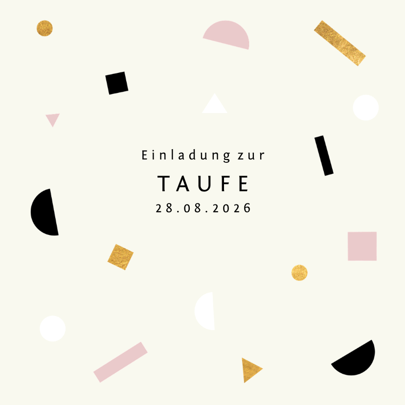 Taufkarten - Taufeinladung schlicht Pastellfarben und modernes Konfetti
