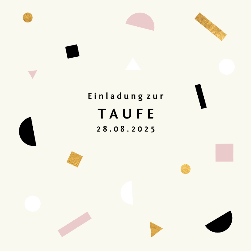 Taufkarten - Taufeinladung schlicht Pastellfarben und modernes Konfetti