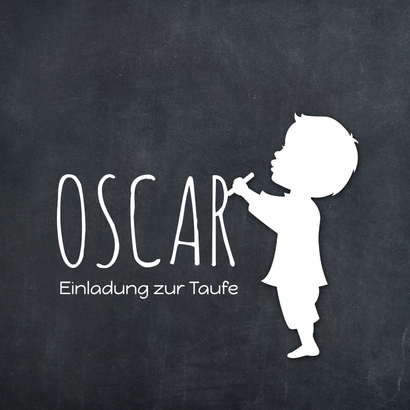 Taufkarten - Taufeinladung Silhouette Junge mit Kreide