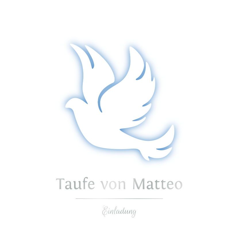 Taufkarten - Taufkarte Einladung Taube und Silberschrift